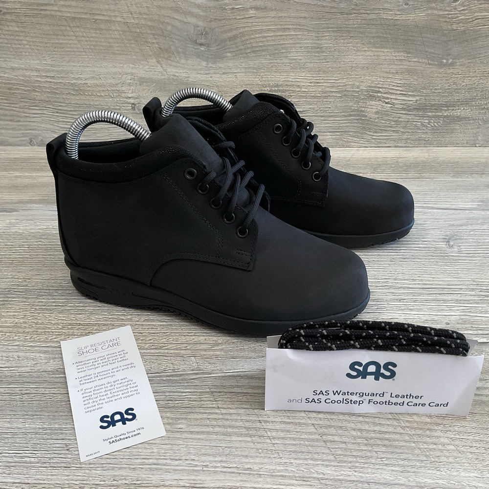 SAS Women's Gretchen Black Ankle Boots Slip Resistant Size 5.5W Wide USA Made